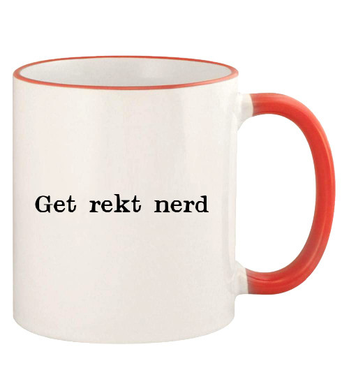 Get Rekt Nerd - 11oz Colored Rim and Handle Coffee Mug, Red