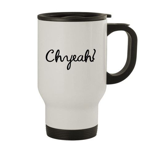 Molandra Products Chyeah! - 14oz Stainless Steel Travel Mug, White
