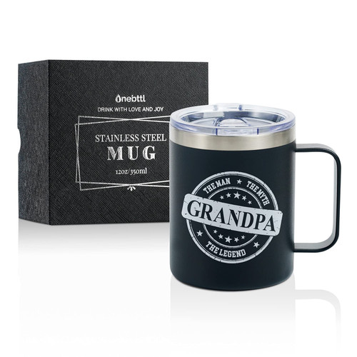 Onebttl Grandpa Gifts Coffee Mug, Birthday Father's Day Gifts for Grandfather from Grandchildren, Stainless Steel Mug with Lid, 12oz/350ml - Man Myth Legend Onebttl Grandpa Gifts Coffee Mug, Birthday Father's Day Gifts for Grandfather from Grandchildren, Stainless Steel Mug with Lid, 12oz/350ml - Man Myth Legend