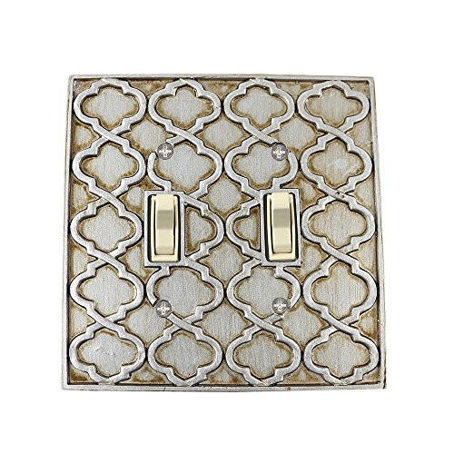 Meriville Moroccan 2 Toggle Wallplate, Double Switch Electrical Cover Plate, Aged Silver