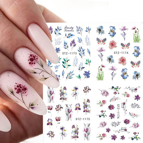 Flowers Nail Art Stickers Decals Floral Leaf Watercolor Nail Art Decals Transfer Foils for Nails Supply Butterfly Flowers Designs Nail Tattoo Sliders for Women DIY Manicure Nail Decorations 12PCS Flowers Nail Art Stickers Decals Floral Leaf Watercolor Nail Art Decals Transfer Foils for Nails Supply Butterfly Flowers Designs Nail Tattoo Sliders for Women DIY Manicure Nail Decorations 12PCS