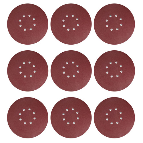 Utoolmart 10Pcs 9 Inch 8 Hole Hook and Loop Sanding Disc 100 Grit Flocking Sandpaper Random Orbital Sander Paper