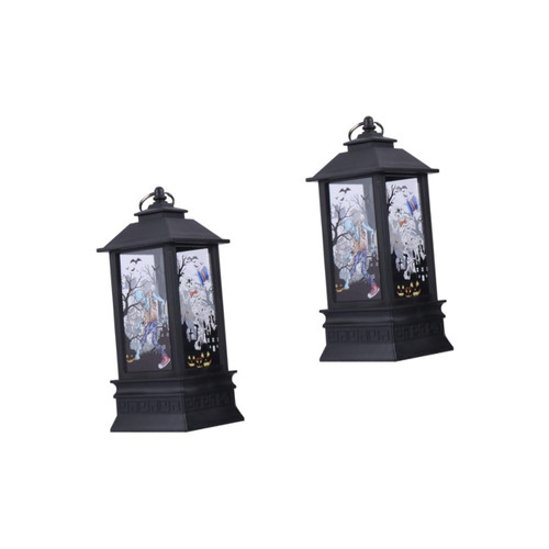 BESTOYARD 2 Pcs Halloween Lantern Vintage Chandelier Retro Decor Outdoor Lantern Halloween Hanging Lanterns Halloween Lantern Lamp Spooky Hanging Lantern Light LED Light Halloween Light LED