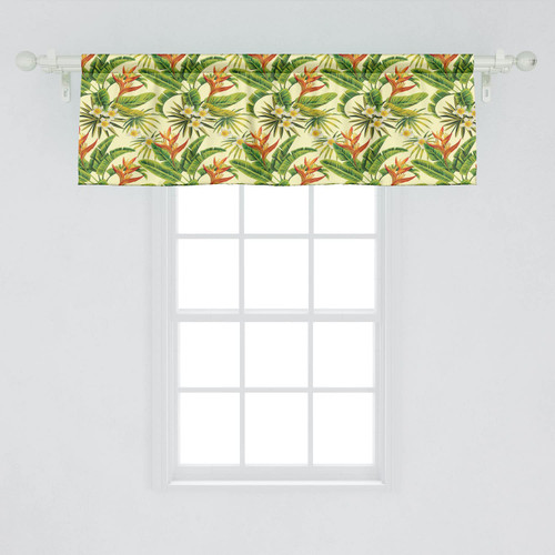 Ambesonne Tropical Window Valance Pack of 2, Exotic Plumeria Flowers and Palm Tree Leaves on Cream Background Hawaiian Flora, Rod Pocket Curtain Valances for Kitchen Bedroom, 54" X 18", Orange Green Ambesonne Tropical Window Valance Pack of 2, Exotic Plumeria Flowers and Palm Tree Leaves on Cream Background Hawaiian Flora, Rod Pocket Curtain Valances for Kitchen Bedroom, 54" X 18", Orange Green