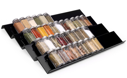 MIUKAA Spice Drawer Organizer, Black Acrylic 8 Pcs Seasoning Jars Drawers Insert, Kitchen Spice Rack Tray for Drawer/Countertop (Jars not included)