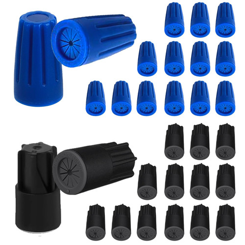 30PCS Waterproof Wire Electrical Connectors, Outdoor Seal Electrical Twist Nuts Caps Cable Terminal Connector for Landscape Light, Irrigation Valves, Wet Location Installation, 22AWG-12AWG, Black&Blue