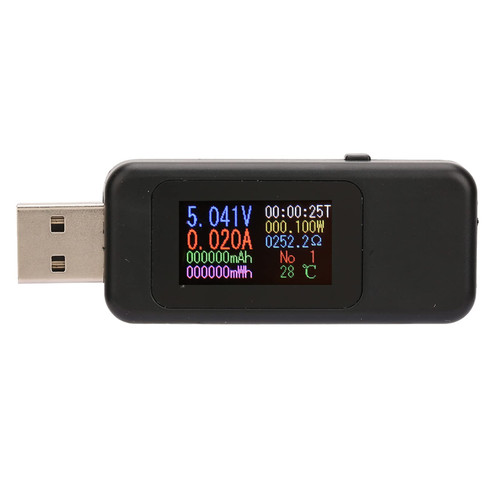 USB Tester, DC4-30V USB Tester Charger Detector, LCD Display Digital Voltmeter Ammeter Voltage Meter with Intelligent Memory, Component Testers (Black)