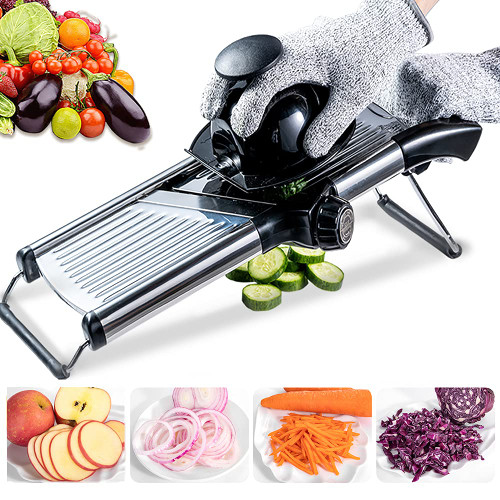 VEKAYA Mandoline Food Slicer for Kitchen,Adjustable Stainless Steel Vegetable Chopper Fruits Potato Onion Tomato Julienne Cutter