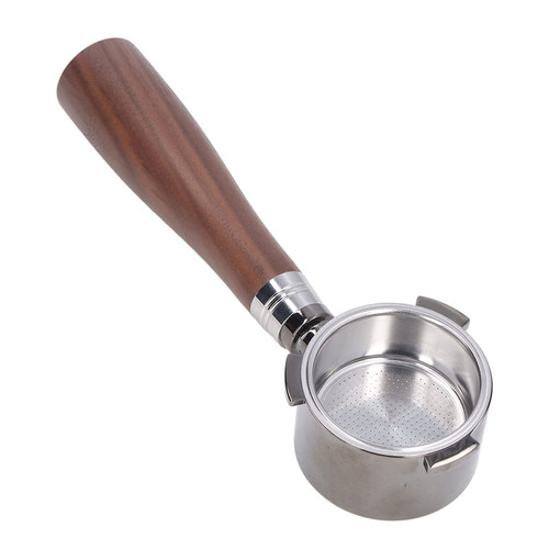 51mm Bottomless Portafilter, Zinc Alloy Coffee Filter Holder with Wood Handle, Removable Coffee Bottomless Portafilter, for ECP3420 Coffee Machine