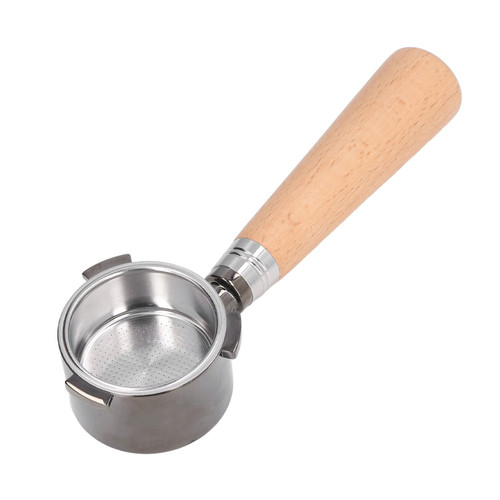 51mm Bottomless Coffee Portafilter, Zinc Alloy Bottomless Naked Portafilter with Detachable Handle, Durable Coffee Filter Handle, For Coffee Machine Accessories, Wood Color