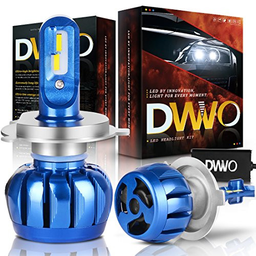 DWVO H4 HB2 9003 Led Headlight Bulbs - 6500K 16000LM Dual-Color High/Low Beam Waterproof All-In-One Headlight Conversion Kit