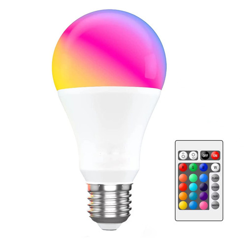 YKNAWOIR RGB Color Changing Light Bulb with Remote Control, RGBW LED Light Bulb A19 E27 White 5W 450LM 12 Color Choices Multicolor Dimmable Flood Light Bulb for Party Bedroom Home