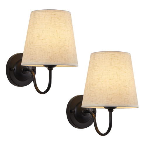 YXTH Wall Sconces Set of 2, Wall Sconce with Fabric Shades, Indoor Wall Lamp Industrial Wall Light Bathroom Vanity Light Fixture, Black Sconces Wall Lighting for Bedroom Living Room Kitchen YXTH Wall Sconces Set of 2, Wall Sconce with Fabric Shades, Indoor Wall Lamp Industrial Wall Light Bathroom Vanity Light Fixture, Black Sconces Wall Lighting for Bedroom Living Room Kitchen
