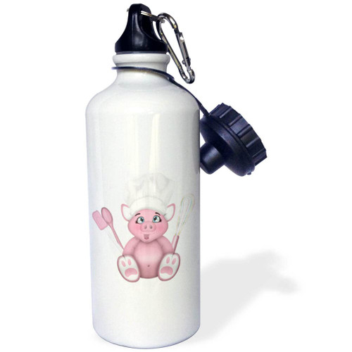 3dRose Cute Pink Chef Pig With A Spatula, Spoon, and Whisk... - Water Bottles (wb-360345-1)