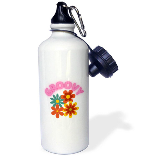 3dRose Image of flowers with text GROOVY - Water Bottles (wb-366142-1)