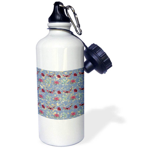 3dRose Pretty Red Christmas Floral and Image Of Gold Honeycomb Pattern - Water Bottles (wb-370818-1) 3dRose Pretty Red Christmas Floral and Image Of Gold Honeycomb Pattern - Water Bottles (wb-370818-1)