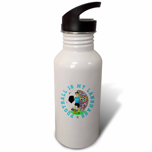 3dRose Football, Soccer - Player, Balls, My Language Is Football - Water Bottles (wb-372500-2)
