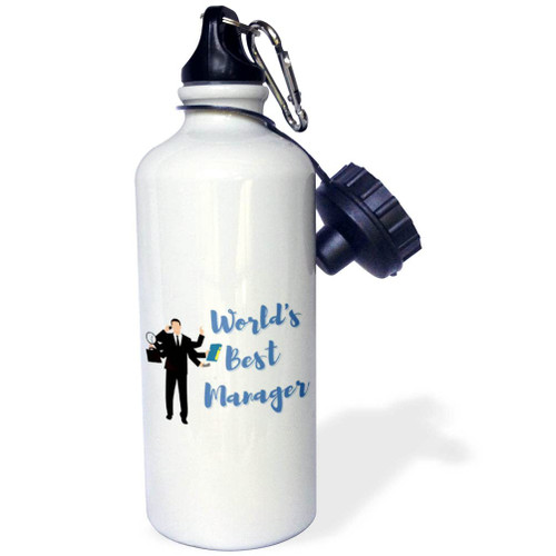3dRose Image of a Manager with Text of Words Best Manager - Water Bottles (wb-372827-1)