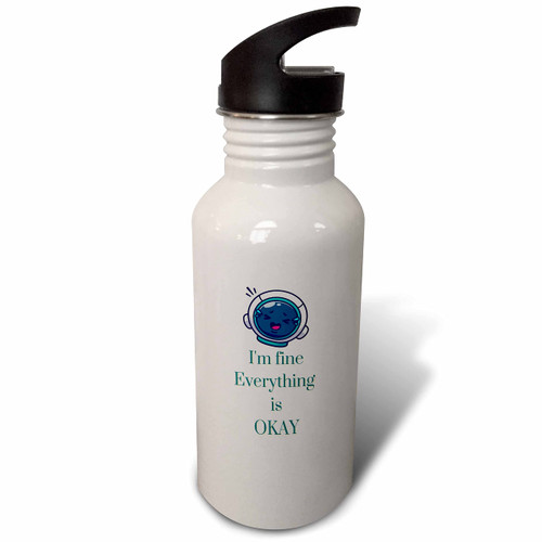 3dRose Cute and Funny Image of Im Fine Everything is Okay - Water Bottles (wb-373883-2)