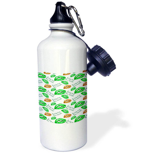 3dRose Kiss Me Im Irish With Green and Image Of Gold Lips Pattern - Water Bottles (wb-375389-1)