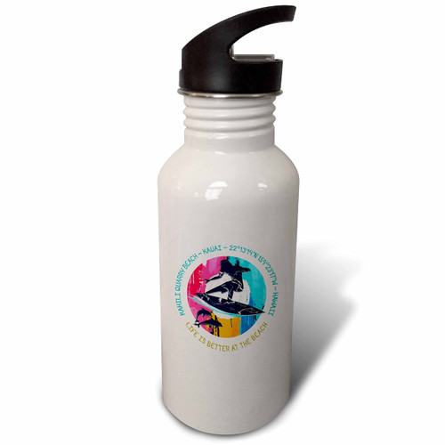 3dRose American beaches - Kahili Quarry Beach, Kauai, Hawaii travel... - Water Bottles (wb-375417-2)