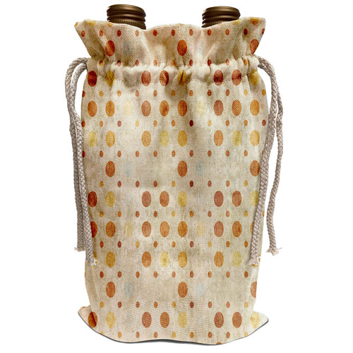 3dRose Anne Marie Baugh Polka Dots - Rusty Red and Yellow Big and Small Tossed Polka Dots - Wine Bag (wbg_111988_1)