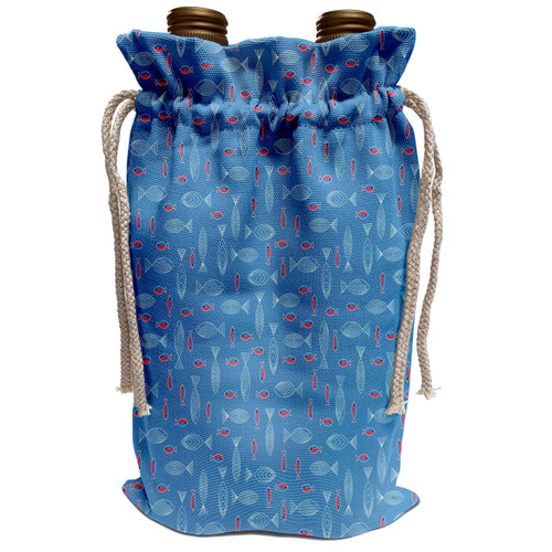 3dRose Anne Marie Baugh Patterns - Blue and Pink Small and Large Fish Pattern - Wine Bag (wbg_176660_1) 3dRose Anne Marie Baugh Patterns - Blue and Pink Small and Large Fish Pattern - Wine Bag (wbg_176660_1)