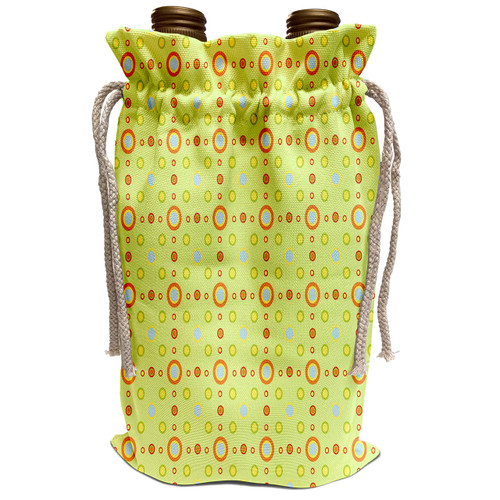3dRose Anne Marie Baugh - Patterns - Orange, Blue, and Green Large and Small Circles Pattern - Wine Bag (wbg_215829_1)