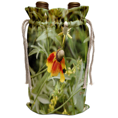 3dRose Beverly Turner Flora Photography - Small Cone Orange and Yellow Flower - Wine Bag (wbg_32923_1)