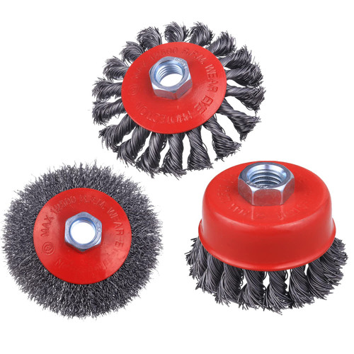 4 Inch Wire Wheel Brush Cup Brush for Angle Grinder, WENORA Coarse Crimped Twisted Knotted Cup Brush, 5/8 Inch-11 Threaded Arbor 0.02 Inch Carbon Steel Wire Wheel for Angle Grinder