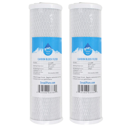 2-Pack Replacement for Culligan US-600 Activated Carbon Block Filter - Universal 10 inch Filter Compatible with Culligan US-600 Slim Under-Sink Water Filter - Denali Pure Brand