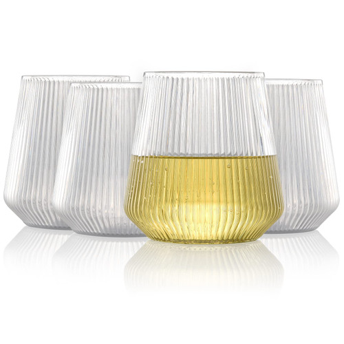 hotder Tritan Wine Glasses,Unbreakable BPA-Free Plastic,Set of 4 (Vertical Design)