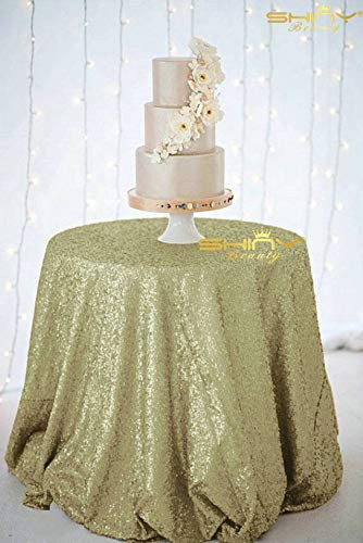 ShinyBeauty Sequin Tablecloth-Matte Gold-108Inch Round Sequin Table Cover,Sparkly Sequin Table Overlays,Glitz Wedding Decor