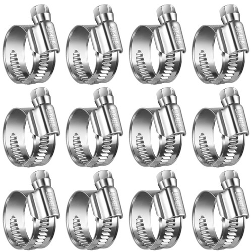 STEELSOFT Heavy Duty High Torque 5/8 inch Hose Clamp Size#8, 5/8-1"Adjustable Worm Gear Tubing Hose Clamps Stainless Steel, 5/8"Heater Hose Clamps, Sprinkler/Drip Irrigation 1/2", 12 Pack