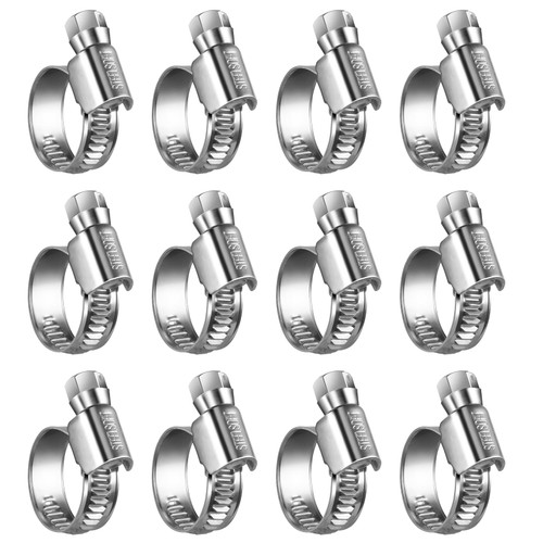 STEELSOFT Heavy Duty High Pressure 1/2 inch Hose Clamp Size#6, 1/2-3/4"Adjustable Worm Gear Drive Metal Hose Clamps Stainless Steel Pipe Clamps, Fuel Injection/Sprinkler/Drip Irrigation, 12 Pack