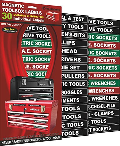 "Magnetic" Tool Box Organizer Labels (green edition) organize boxes, drawers & cabinets"Quick & Easy", fits all brands of 'Steel' tool chest inclubing Craftsman & Snap-on