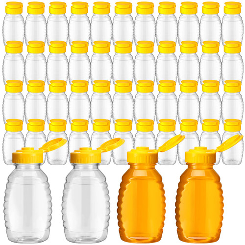 Hoolerry 48 Pack 8 oz Clear Plastic Honey Bottles Refillable Squeeze Honey Container Empty Honey Jars Honey Dispenser with Flip Top Lid Plastic Squeeze Bottles for Sauces Syrup Storing and Dispensing Hoolerry 48 Pack 8 oz Clear Plastic Honey Bottles Refillable Squeeze Honey Container Empty Honey Jars Honey Dispenser with Flip Top Lid Plastic Squeeze Bottles for Sauces Syrup Storing and Dispensing