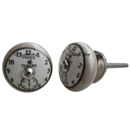 Indian Shelf 2 Pieces Modern Drawer Knobs | Paris Clock Dresser Knob | Drawer Pulls and Knobs Multicolor | Kitchen Drawer Pulls Ceramic | Modern Knobs | Bathroom Knobs for Cabinets