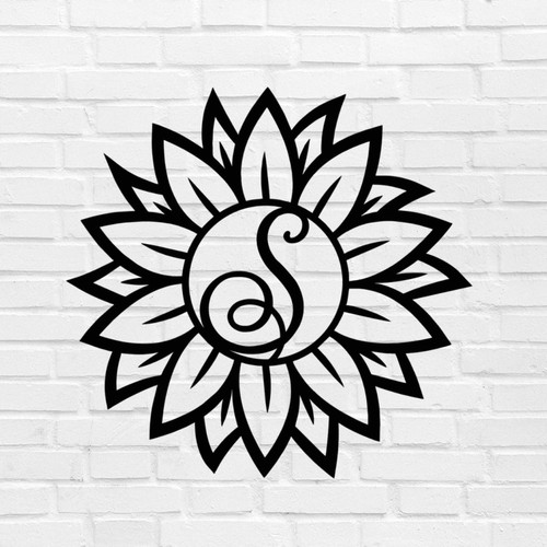 Alioyoit Custom Initial Sunflower Garden Decor Metal Sign Simple Steel Metal Wall Sculpture Art Sign Retro Metal House Numbers Sign Door Hanger Sign for Cabin Ranch Office Home Decor 12 Inch