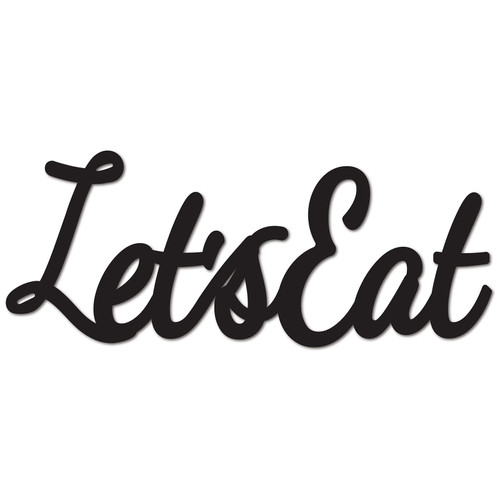 CREATCABIN Let's Eat Wall Decor Wood Sign Black Script Word Cutout Laser Cut Unfinished Hanging Letters Decorative DIY Wall Art for Kitchen Home Dining Room Cafe Restaurant Decoration 11.8 x 4.72 Inch