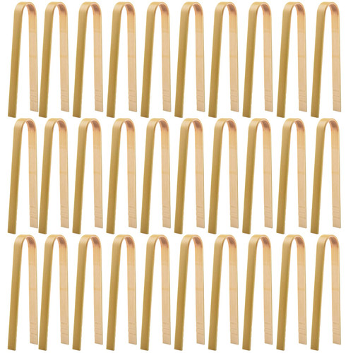 30 Pcs Wooden Tongs for Charcuterie Mini Bamboo Tongs Disposable Tongs for Serving Food NaturaL Wooden Cooking Toast Tongs