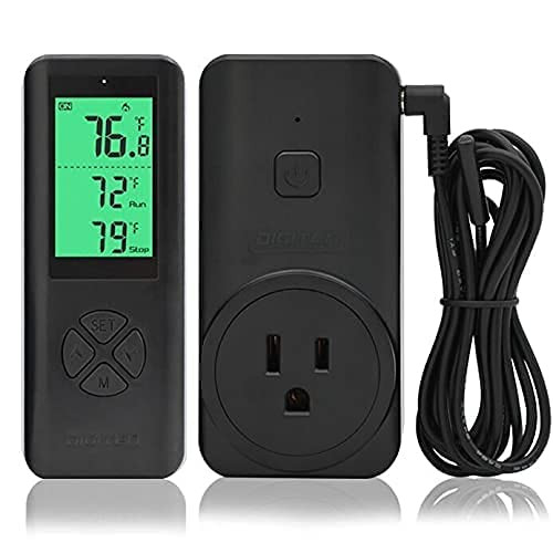 DIGITEN Wireless Temperature Controller WTC200 Thermostat Outlet Greenhouse Thermostat Plug in Temperature Controller with Remote Cooling Heating Mode for Home Brewing Reptiles Incubation