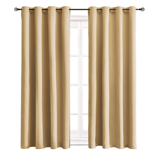 WONTEX Blackout Curtains Room Darkening Thermal Insulated with Grommet Window Curtain for Living Room, 52 x 45 inch, Beige, 2 Panels WONTEX Blackout Curtains Room Darkening Thermal Insulated with Grommet Window Curtain for Living Room, 52 x 45 inch, Beige, 2 Panels