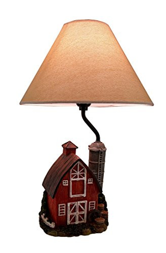 Rustic Red Barn and Silo Decorative Table Lamp