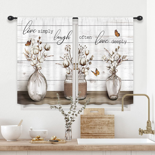 Riyidecor Farmhouse Kitchen Curtains Rustic Country Cotton Wooden Plank Rod Pocket Brown Aesthetic Retro Quote Motivational Inspirational Bedroom Living Room Treatment Fabric 2 Panels 27.5Wx39H Inch Riyidecor Farmhouse Kitchen Curtains Rustic Country Cotton Wooden Plank Rod Pocket Brown Aesthetic Retro Quote Motivational Inspirational Bedroom Living Room Treatment Fabric 2 Panels 27.5Wx39H Inch