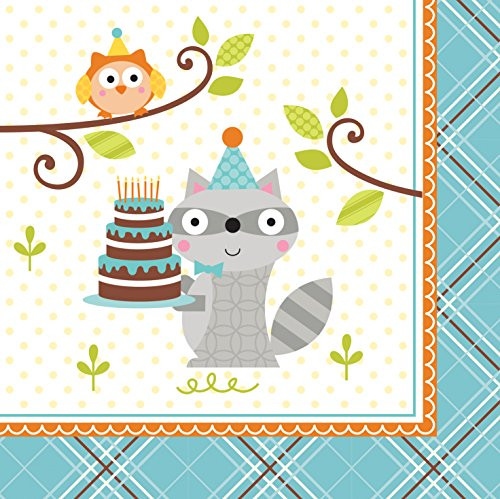 Creative Converting 16 Count Beverage Napkins, Happi Woodland Boy Creative Converting 16 Count Beverage Napkins, Happi Woodland Boy