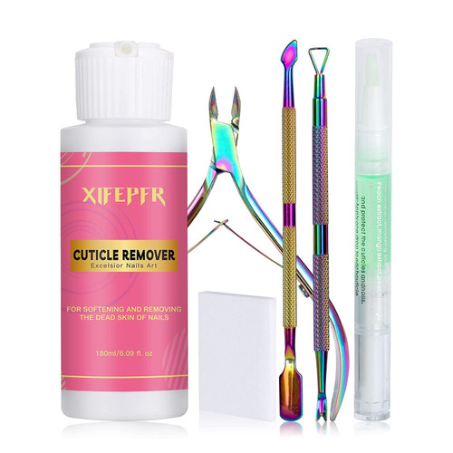 XIFEPFR Cuticle Remover Kit - 6.09 Oz Cuticle Remover Cream with Cuticle Trimmer, Cuticle Nipper, Cuticle Pusher, Cuticle Oil Pen for Professional Manicure Cuticle Care Nail Salon Home DIY