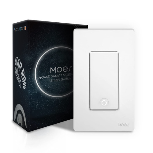 MoesGo 2nd Generation WiFi Smart Light Switch, 3 Way Smart Wall Switch 2.4GHz WiFi, Neutral Wire Required, Smart Life APP Remote Control, Work with Alexa/Google Home, No hub Required White 1 Gang