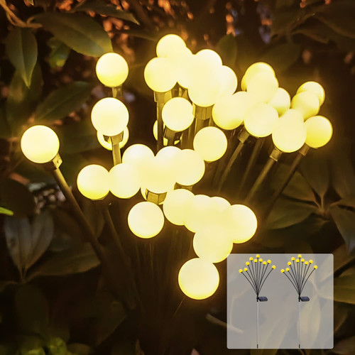 Solar Garden Lights,2 Pack 10LED Solar Powered Firefly Lights,Vibrant Solar Outdoor Lights,Starburst Swaying Lights,Waterproof Firefly Solar Garden Decorative Lights Yard Patio Pathway Decoration