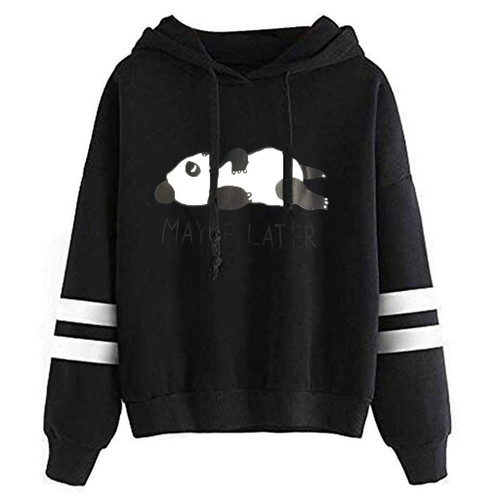 Elogoog sweatshirts women Pullover Hoodies Women Hooded Long Hoodie Letter Fashion Bear Sleeve Women's graphic (Black, XXL)